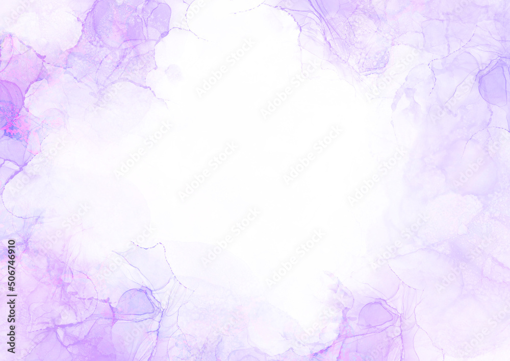 淡い紫の滲んたアルコールインク背景素材