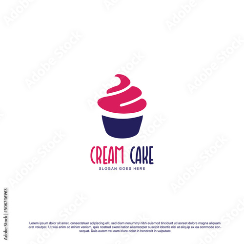 Simple minimal cream cake logo design vector