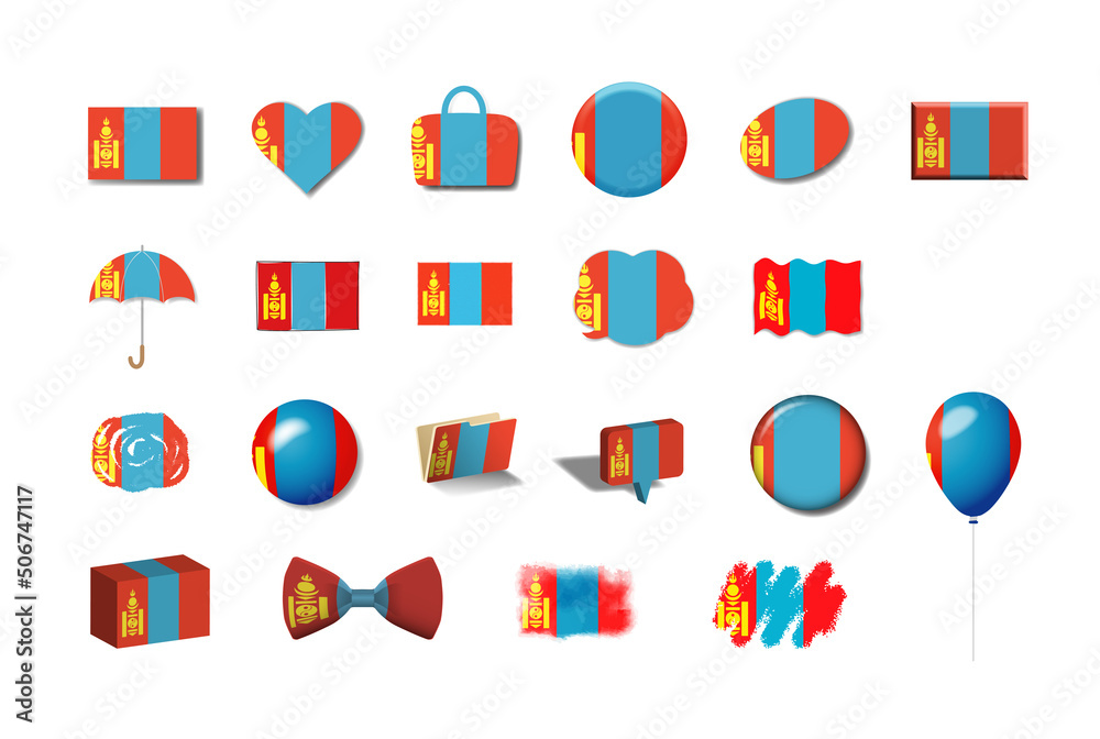モンゴル 国旗イラスト21種 Stock Vector Adobe Stock