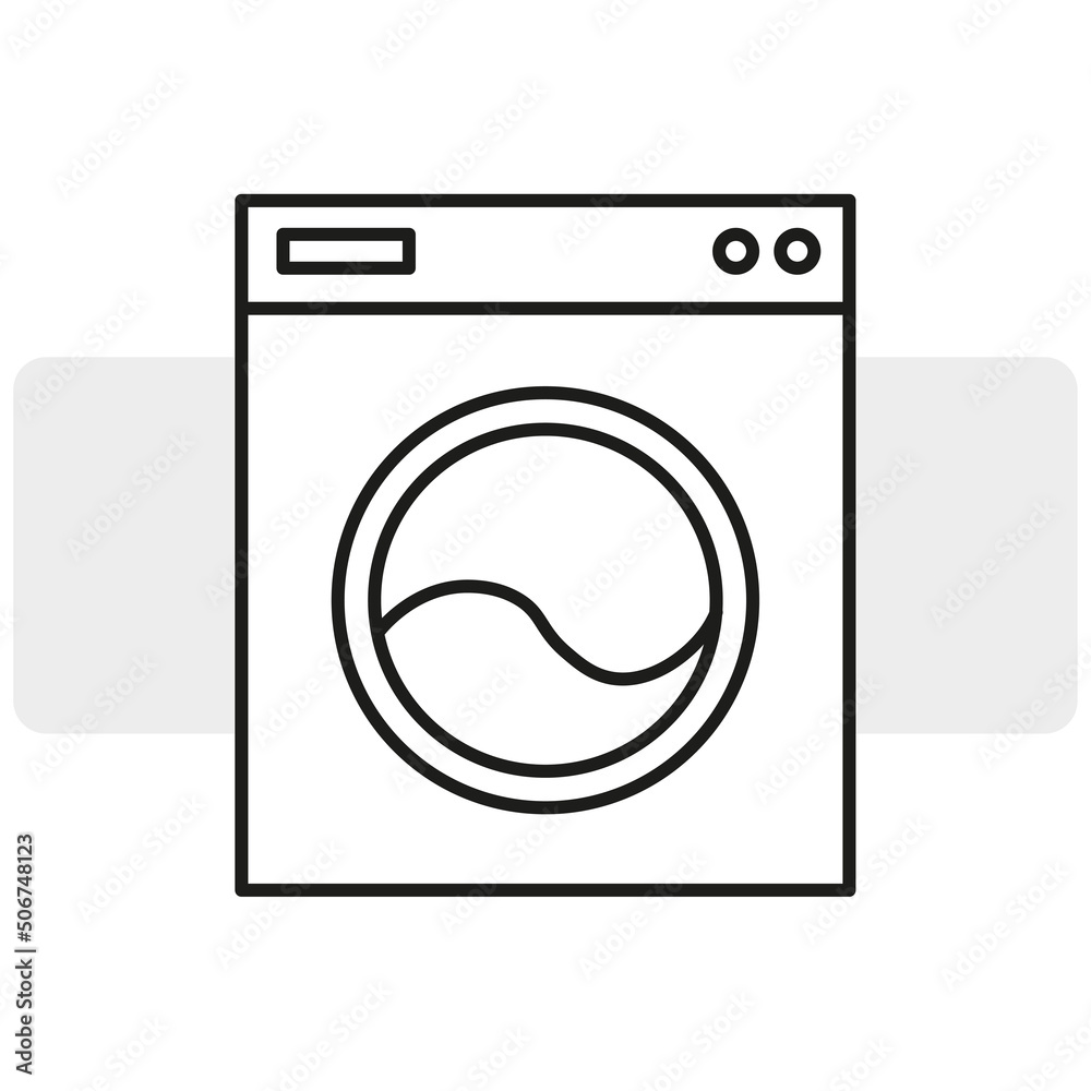 Flat washing machine icon for clothing design. Linear black icon. Vector illustration. stock image. Flat washing machine icon for clothing design. Linear black icon. Vector illustration. stock image.