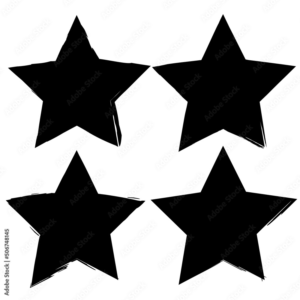 Fototapeta premium Black ink star strokes on white background. Ink brush stroke drawing. Vector illustration. stock image.