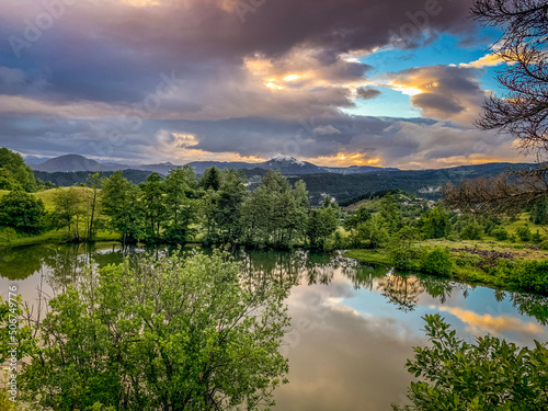 sunset over lake