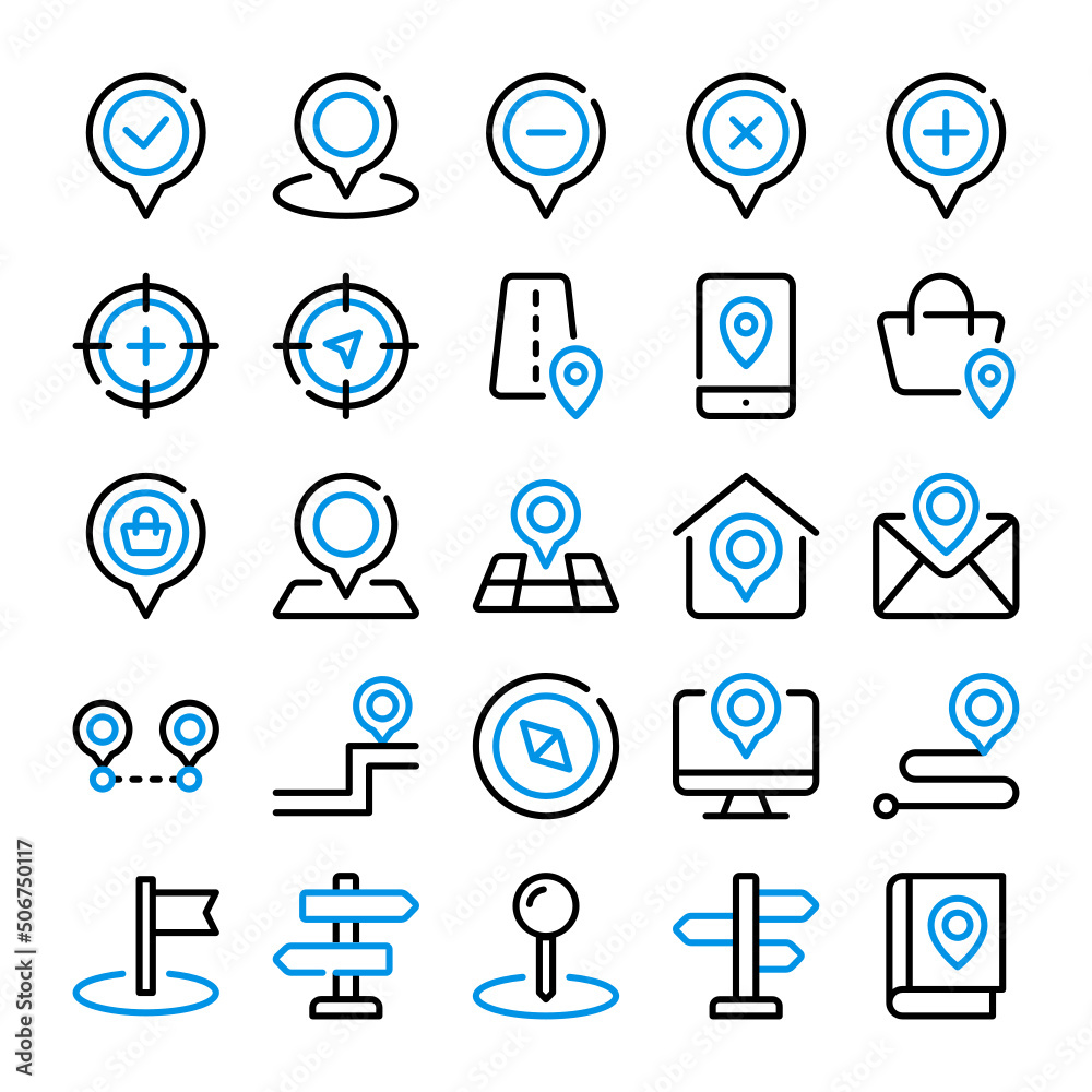 Map And Location Icon Map And Location Icon