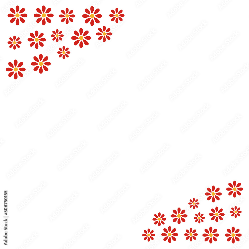 シンプルな赤い花のフレームのイラスト素材　①