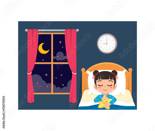 little kid sleep in the room at night