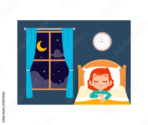 little kid sleep in the room at night