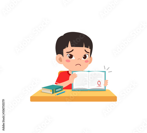 little kid get bad grade and feel sad
