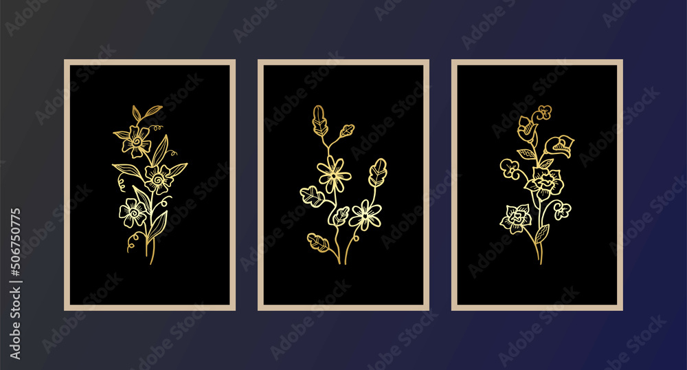 Modern boho abstract trendy background design. golden plant painting Modern boho abstract trendy background design. golden plant painting