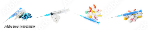 Set of drugs isolated on white