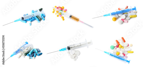 Set of drugs isolated on white