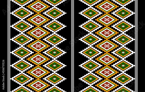 Geometric ethnic oriental seamless pattern traditional Design for background,carpet,wallpaper.clothing,wrapping,Batik fabric,Vector illustration.embroidery style - Sadu, sadou, sadow or sado