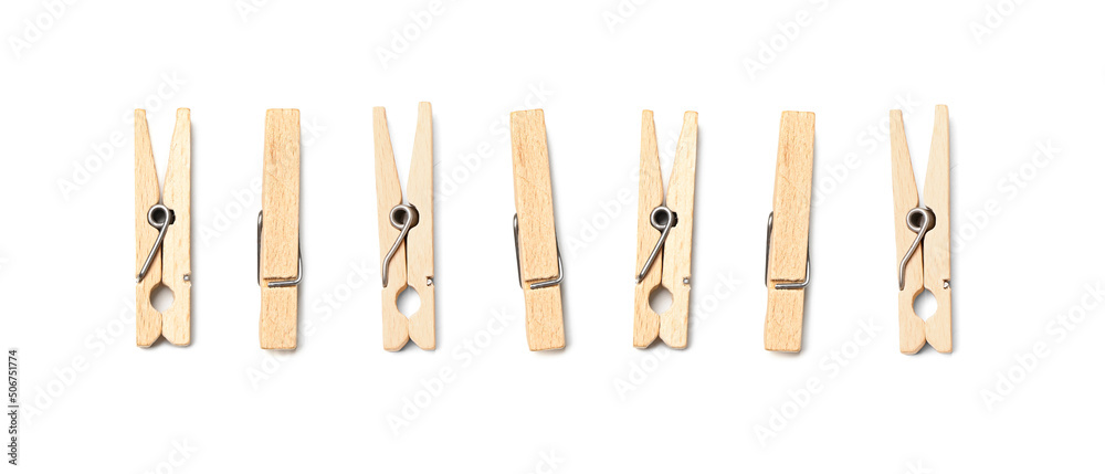 Wooden clothespins isolated on white Wooden clothespins isolated on white