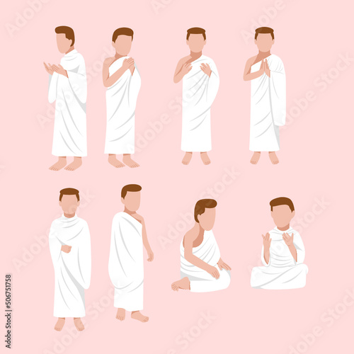 set of male pilgrim hajj character