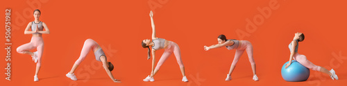 Set of sporty young woman d...