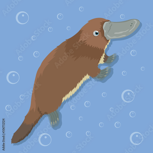 cartoon platypus with bubble background