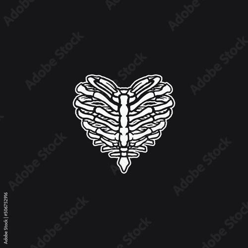 Skeleton body love drawing illustration.