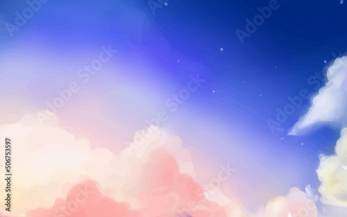 Colorful Sky and clouds background. Vector illustration. Sky vector. Nature background