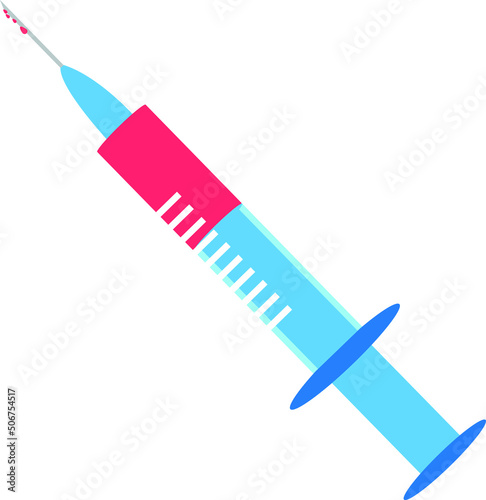 a syringe with a needle. on white background