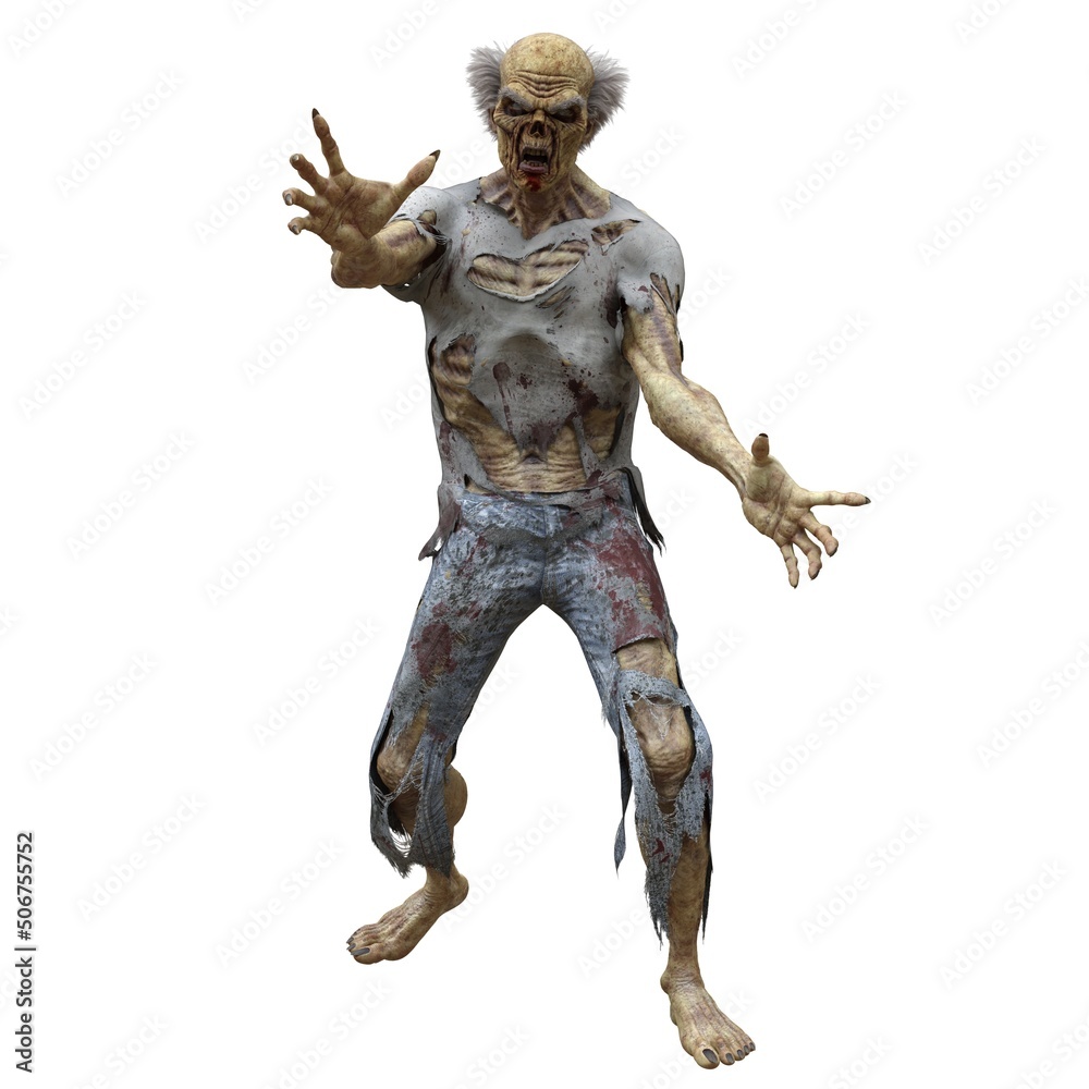 Zombie male isolated white background 3d illustration Zombie male isolated white background 3d illustration