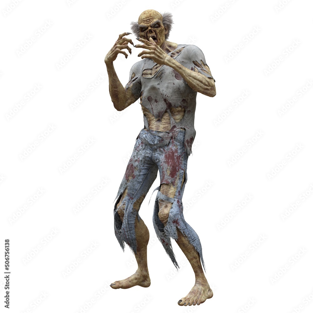 Zombie male isolated white background 3d illustration Zombie male isolated white background 3d illustration