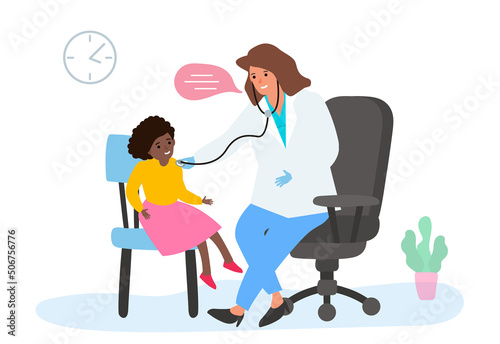 doctor with stethoscope and little girl vector 