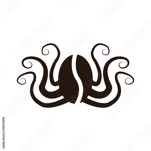 Octopus coffee logo. Isolated octopus coffee logo on white background