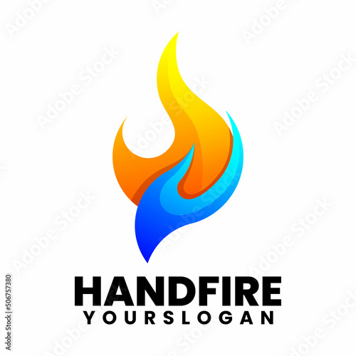 colorful hand fire gradient logo design