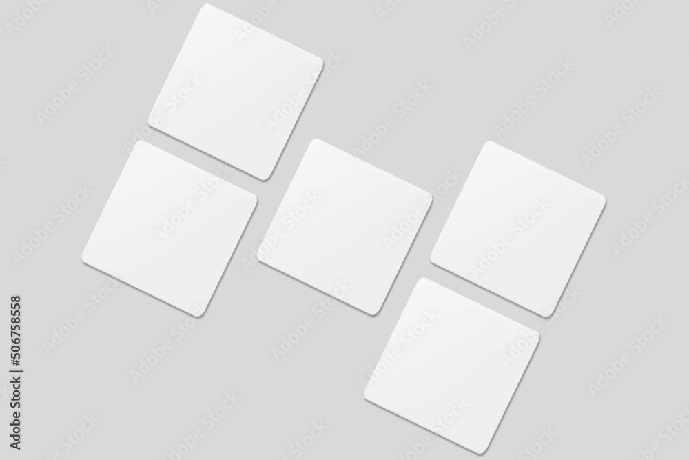 Blank square business card for mockup. 3D Render.