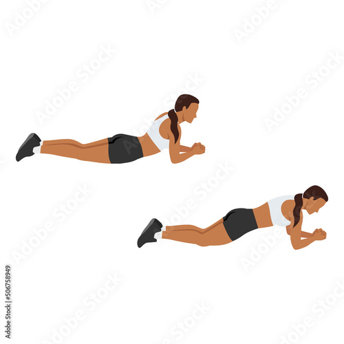 Woman doing Abdominal bridge exercise. Flat vector illustration isolated on white background © lioputra