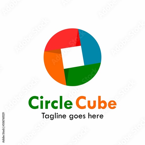 Circle cube logo template illustration