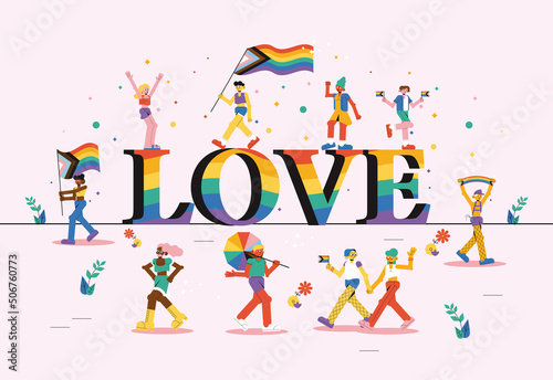 LGTBQ+ pride - raimbow love illustration