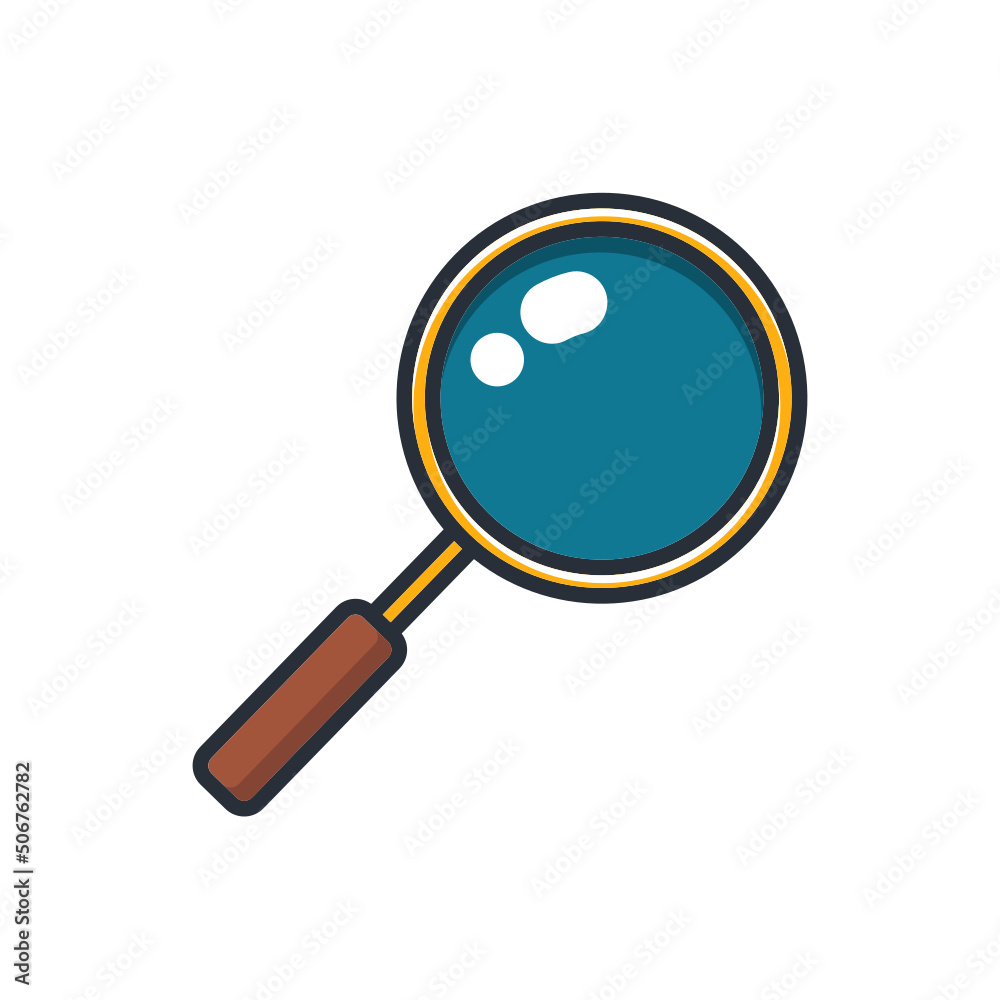 Colored thin icon of magnifying glass, business and finance concept vector illustration. Colored thin icon of magnifying glass, business and finance concept vector illustration.