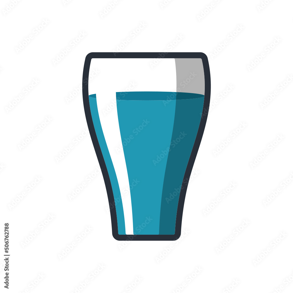 Colored thin icon of water glass, drinking concept vector illustration. Colored thin icon of water glass, drinking concept vector illustration.