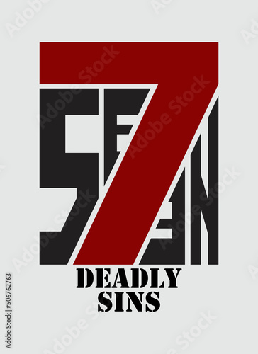 Fotografie, Obraz seven deadly sins poster - t-shirt design - cover design