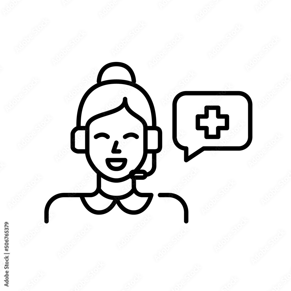 Health insurance or healthcare provider hotline support worker. Pixel perfect, editable stroke line icon Health insurance or healthcare provider hotline support worker. Pixel perfect, editable stroke line icon