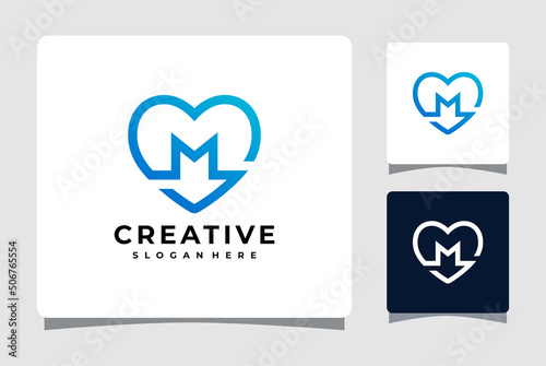 Letter M Heart Logo Template Design Inspiration