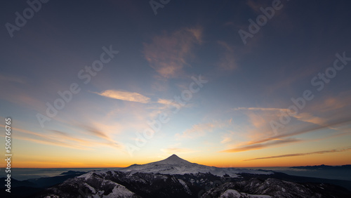 Magnificent sky above Villarrica volcano photo