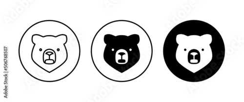 Grizzly, honey bear or polar bear head face icon button, vector, sign, symbol, logo, illustration, editable stroke, flat design style isolated on white