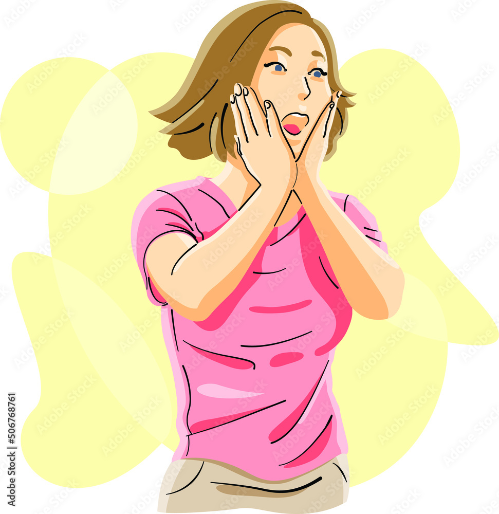 surprise girl screaming reaction pose surprise girl screaming reaction pose