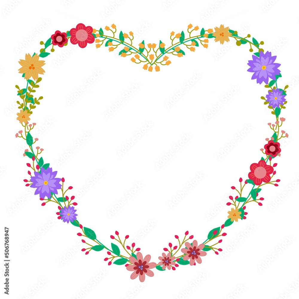 beautiful flower heart frame 