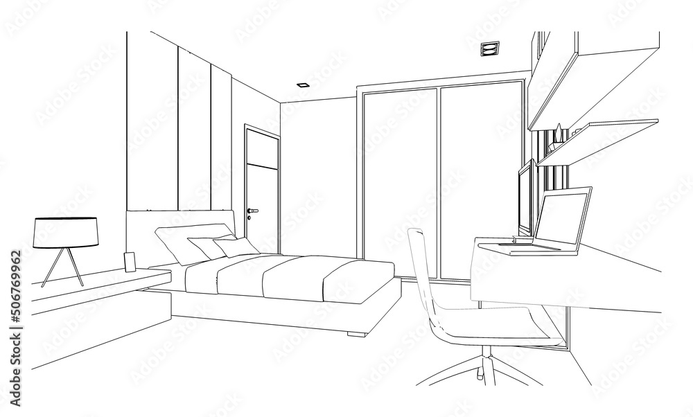 Drawing A Bedroom In One Point Perspective Timelapse - YouTube