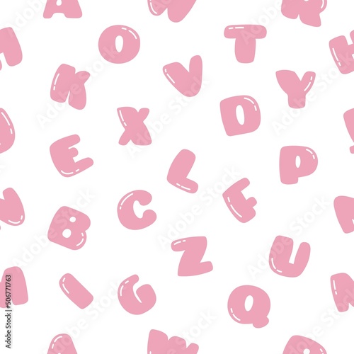 Bubble gum alphabet seamless pattern vector illustration