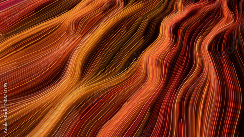 Abstract Swoosh Background with Orange, Yellow and Red Streaks. 3D Render. photo