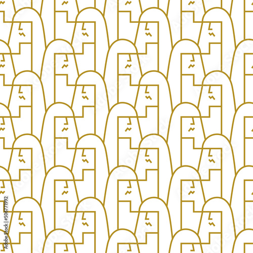 Seamless pattern of abstract faces