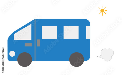 天気のいい日にワゴン車でお出かけしている走行中のイメージイラスト