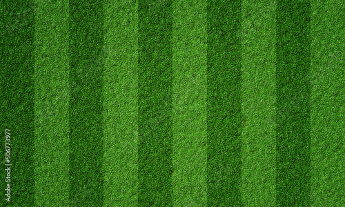 Soccer field in football stadium with line grass pattern. Sport background and athletic wallpaper concept. 3D illustration rendering © Shutter2U
