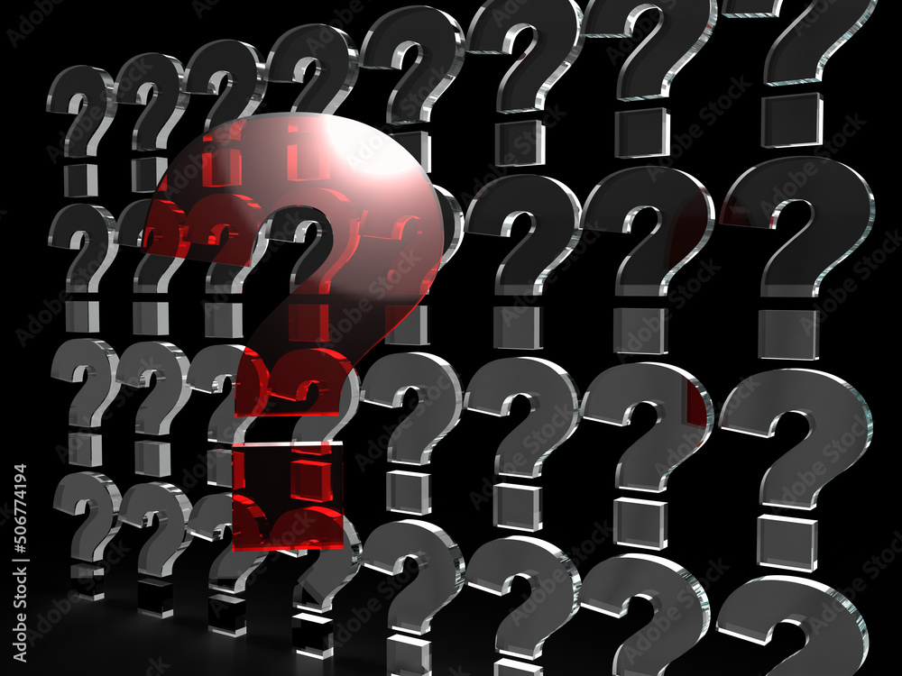 Row of question marks on a black background. 3d render. Row of question marks on a black background. 3d render.