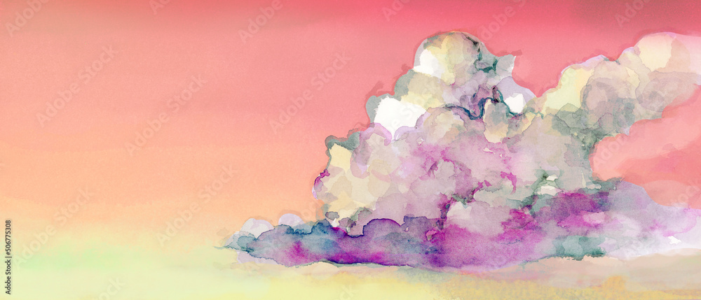 夕焼け空の水彩イラスト Stock Illustration Adobe Stock