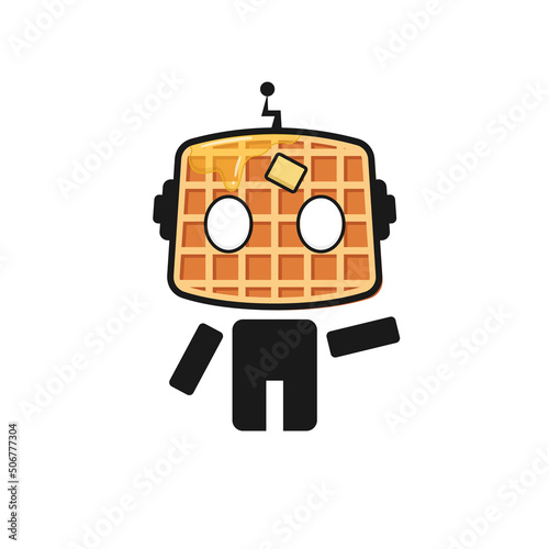 waffle bot logo cartoon illustration robot
