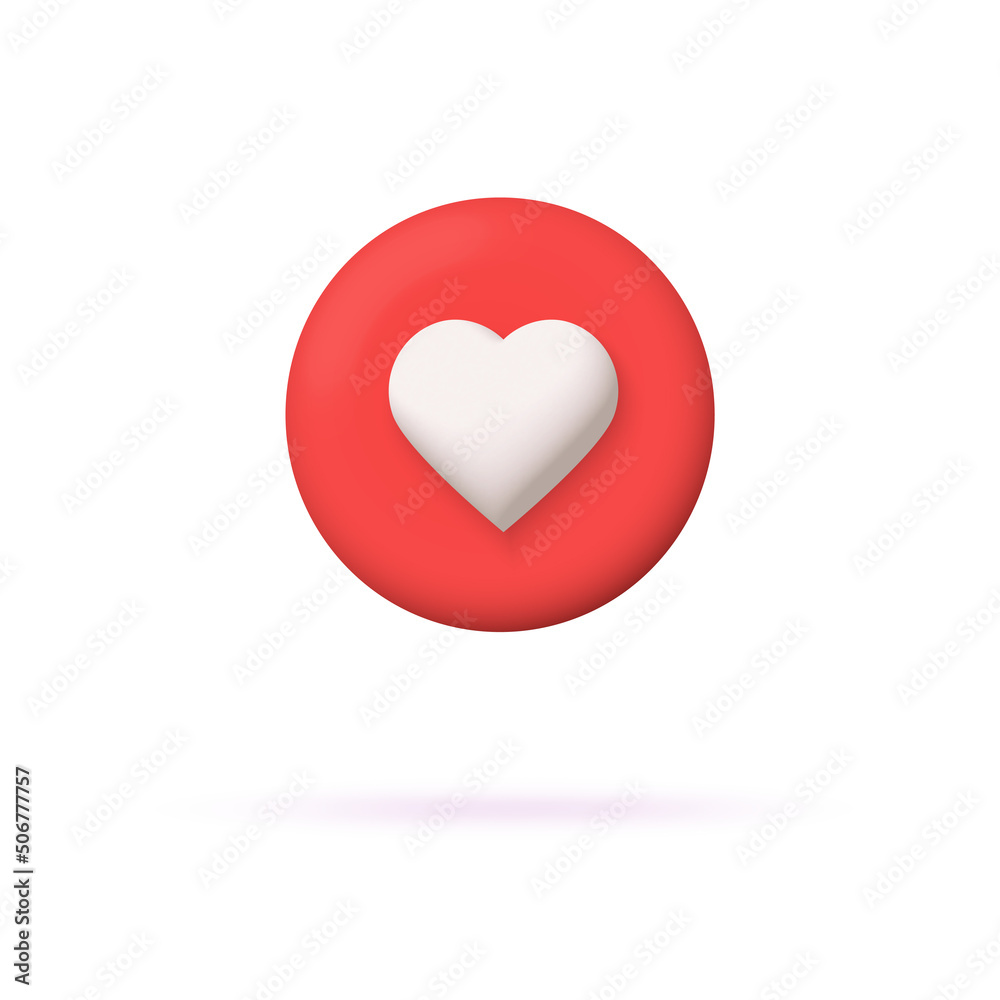 Heart favorite 3d icon. Vector illustration on white background. Heart favorite 3d icon. Vector illustration on white background.